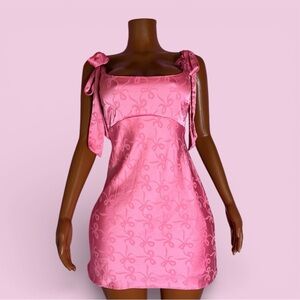 B Darlin Pink Patterned Satin Dress